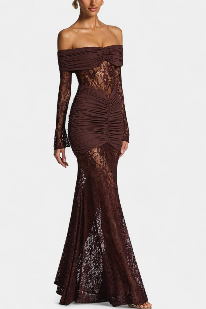 Roisin - Strapless Bruma Dress with Lace and Ruffles