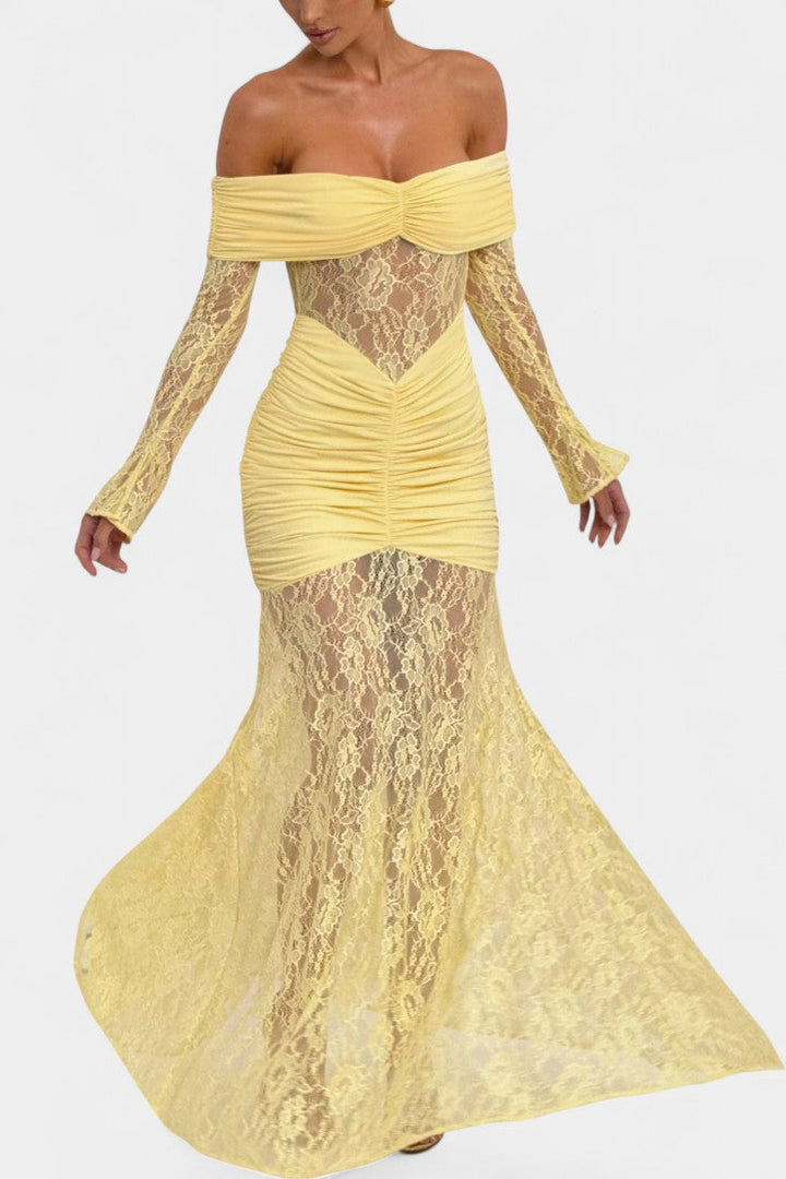 Roisin - Strapless Bruma Dress with Lace and Ruffles