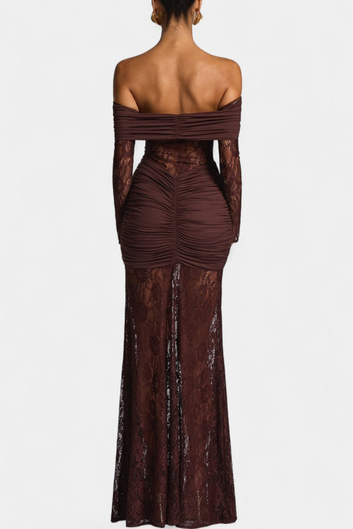 Roisin - Strapless Bruma Dress with Lace and Ruffles