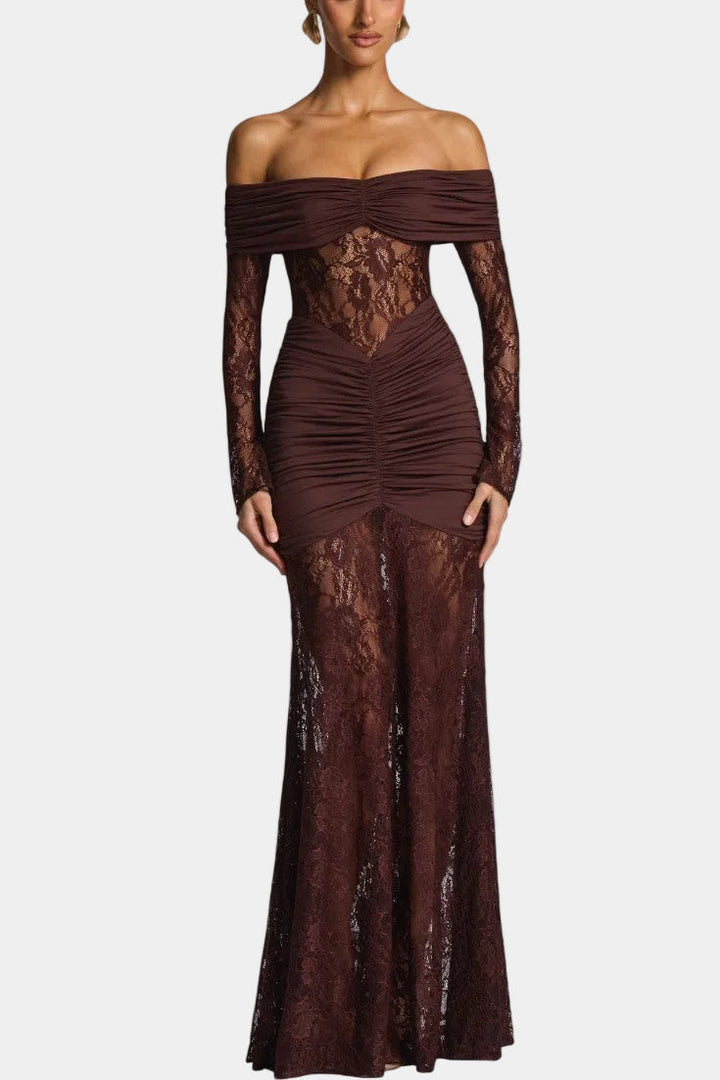 Roisin - Strapless Bruma Dress with Lace and Ruffles