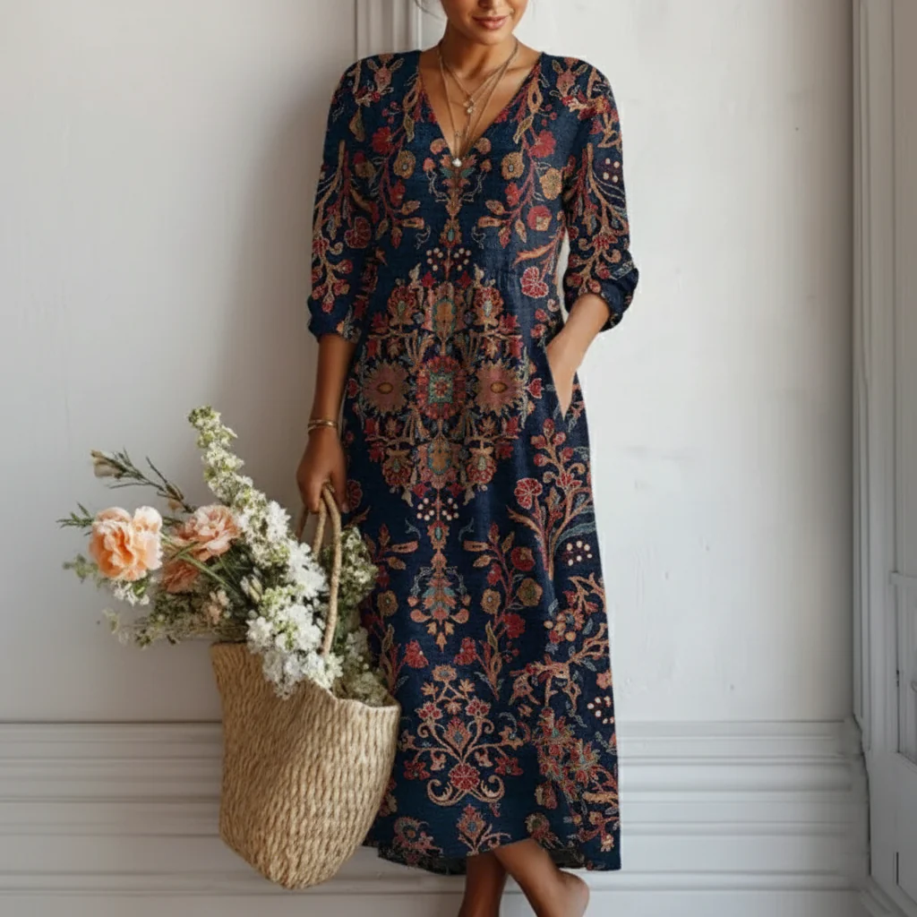 Saoirse | Long Dress in Ethnic Style