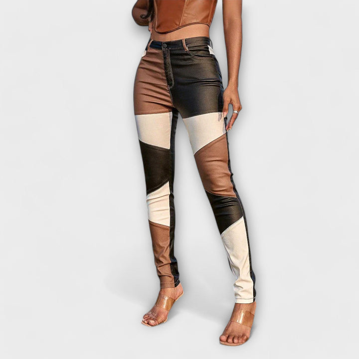 Ciara - Color-Block Fabric Pants