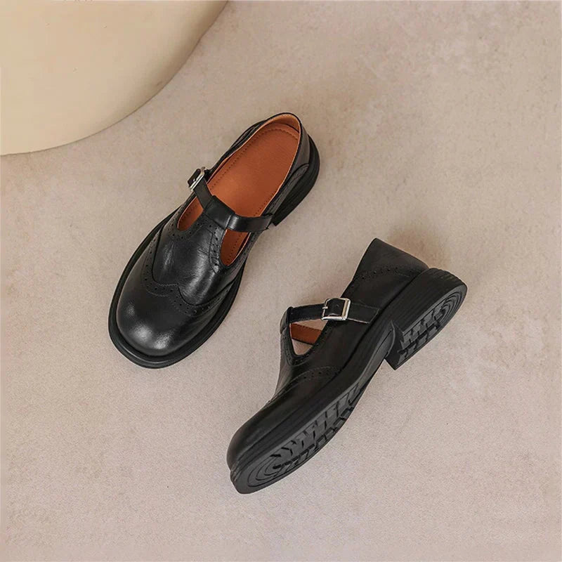 Aoife - Leather Mary Jane Shoes for Women with Strap