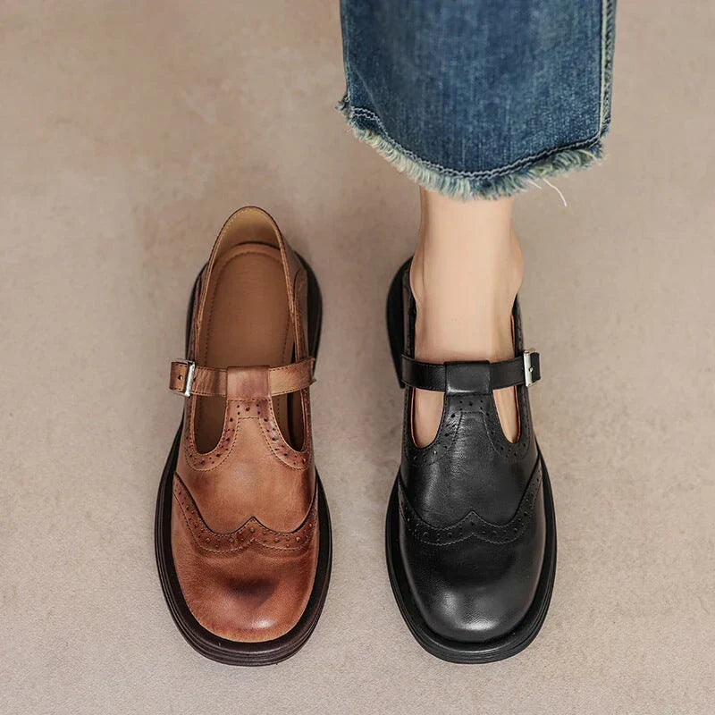 Aoife - Leather Mary Jane Shoes for Women with Strap