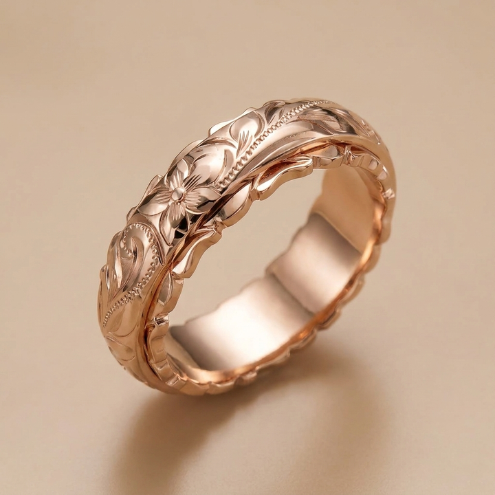 Milla - Gold ring with antique-inspired flower