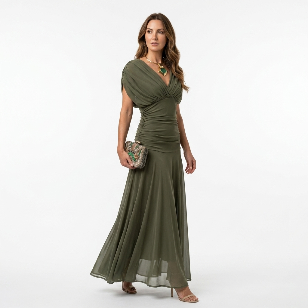 Eilís - Long Elegant Dress with V-Neck