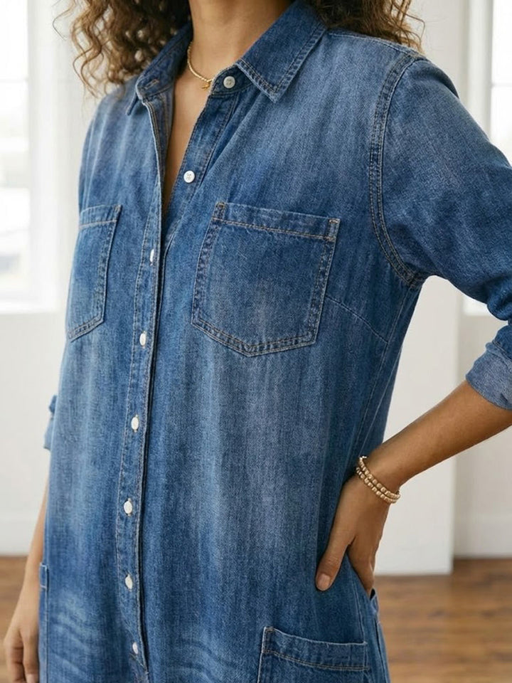 Clodagh™ | Vintage Denim Jumpsuit with Buttons