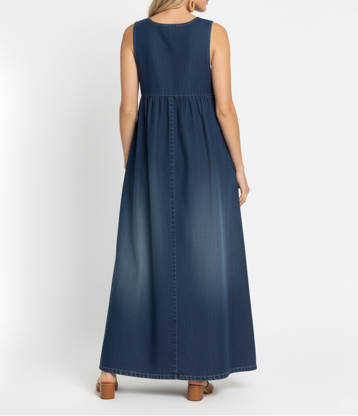 Sorcha™ | Long Dress in Washed Denim