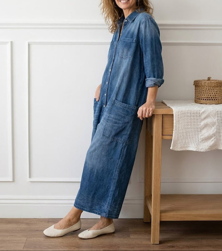 Clodagh™ | Vintage Denim Jumpsuit with Buttons