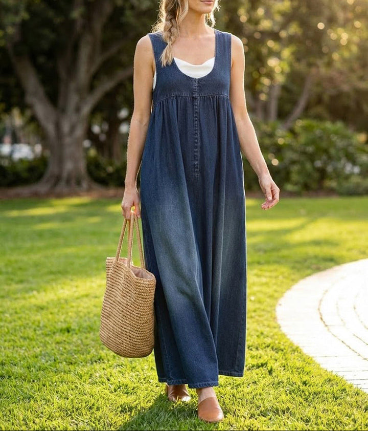Sorcha™ | Long Dress in Washed Denim
