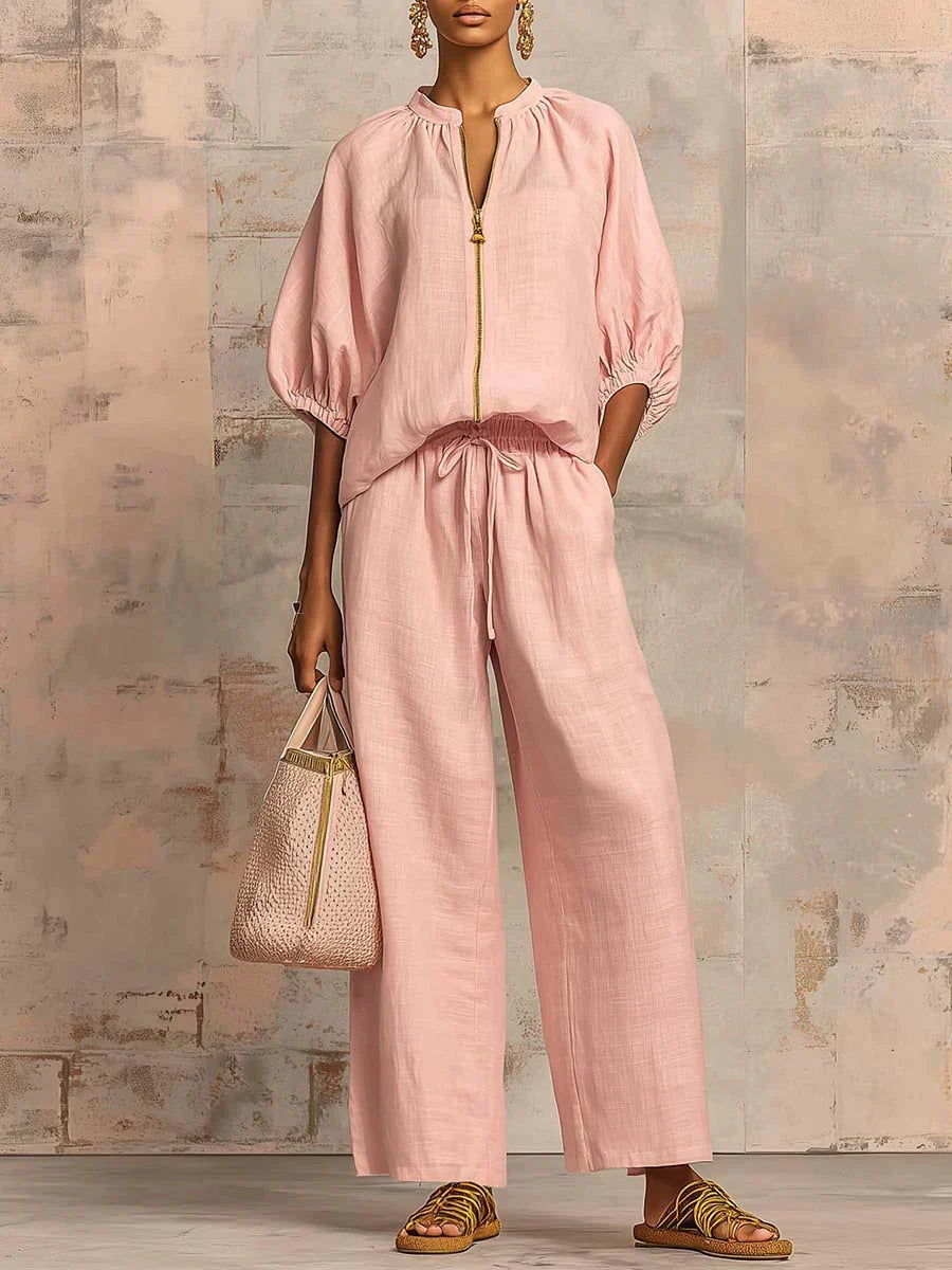 Orla - Two-Piece Set: Relaxed Shirt and Wide-Leg Trousers