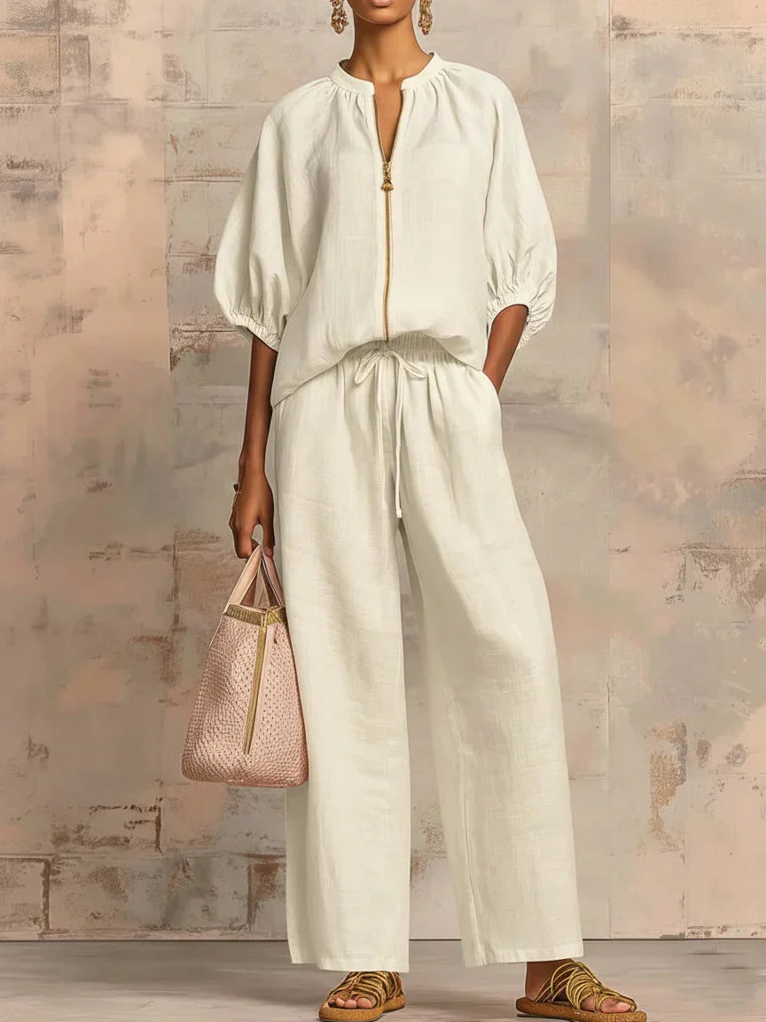 Orla - Two-Piece Set: Relaxed Shirt and Wide-Leg Trousers