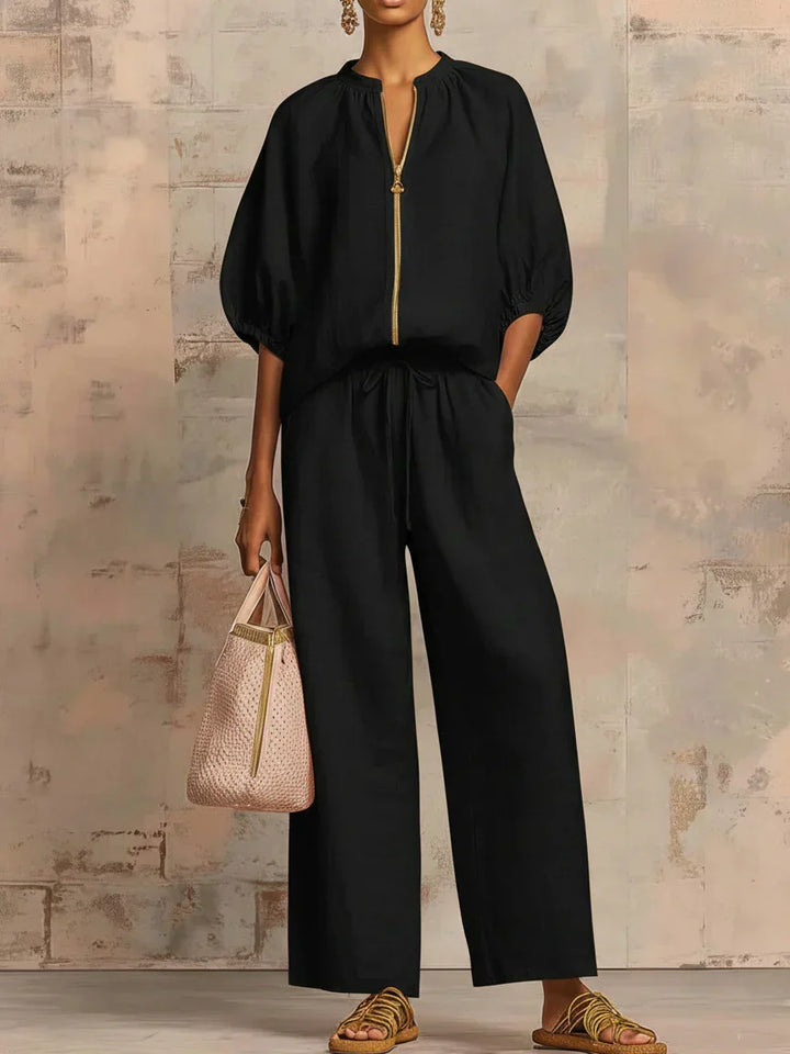 Orla - Two-Piece Set: Relaxed Shirt and Wide-Leg Trousers