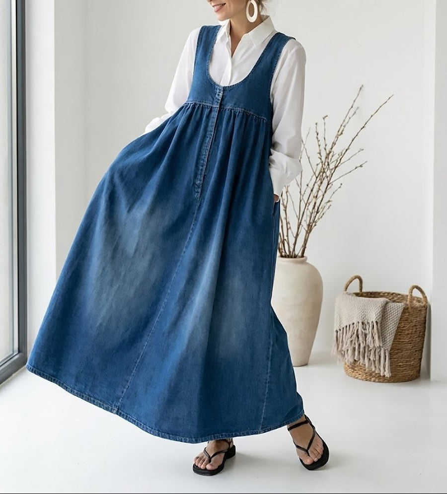 Sorcha™ | Long Dress in Washed Denim