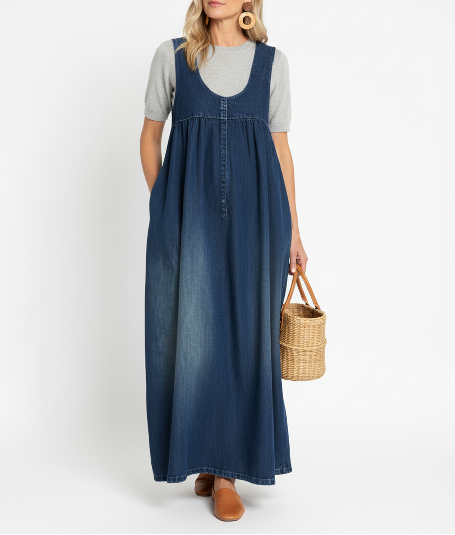 Sorcha™ | Long Dress in Washed Denim