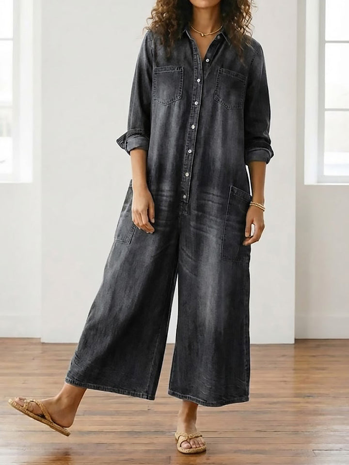 Clodagh™ | Vintage Denim Jumpsuit with Buttons
