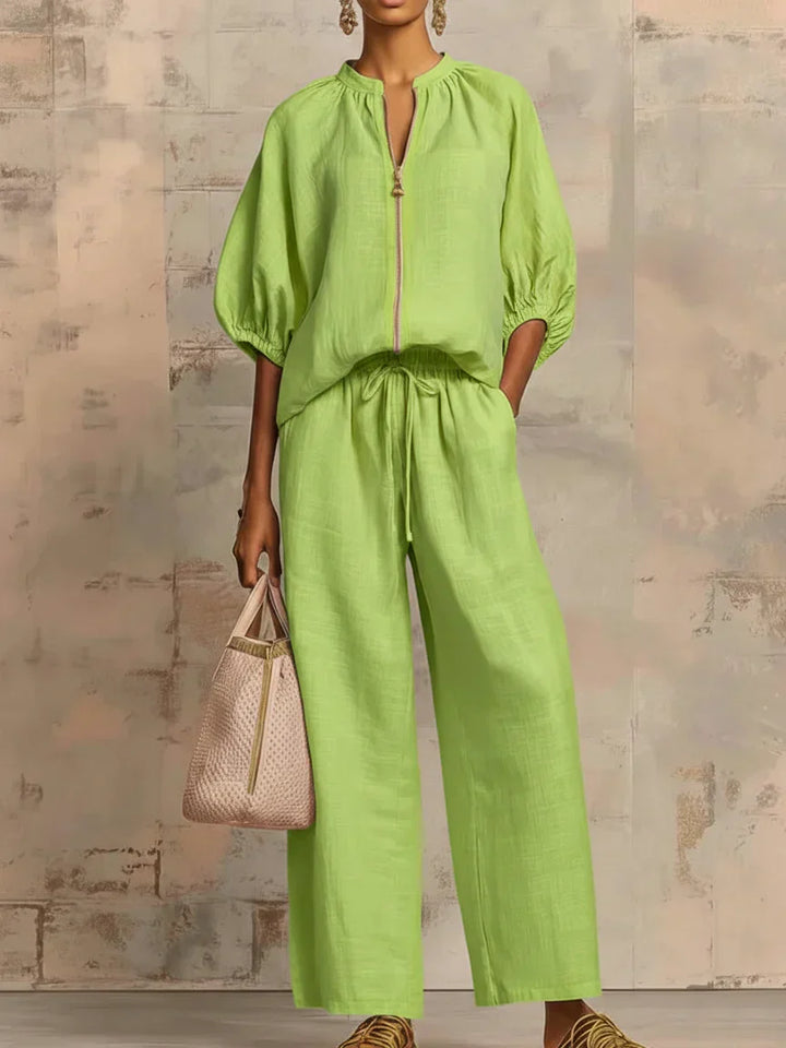 Orla - Two-Piece Set: Relaxed Shirt and Wide-Leg Trousers