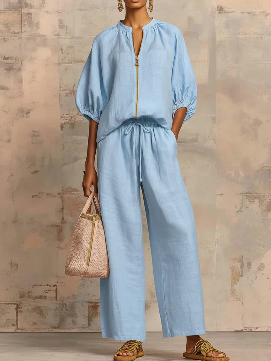 Orla - Two-Piece Set: Relaxed Shirt and Wide-Leg Trousers