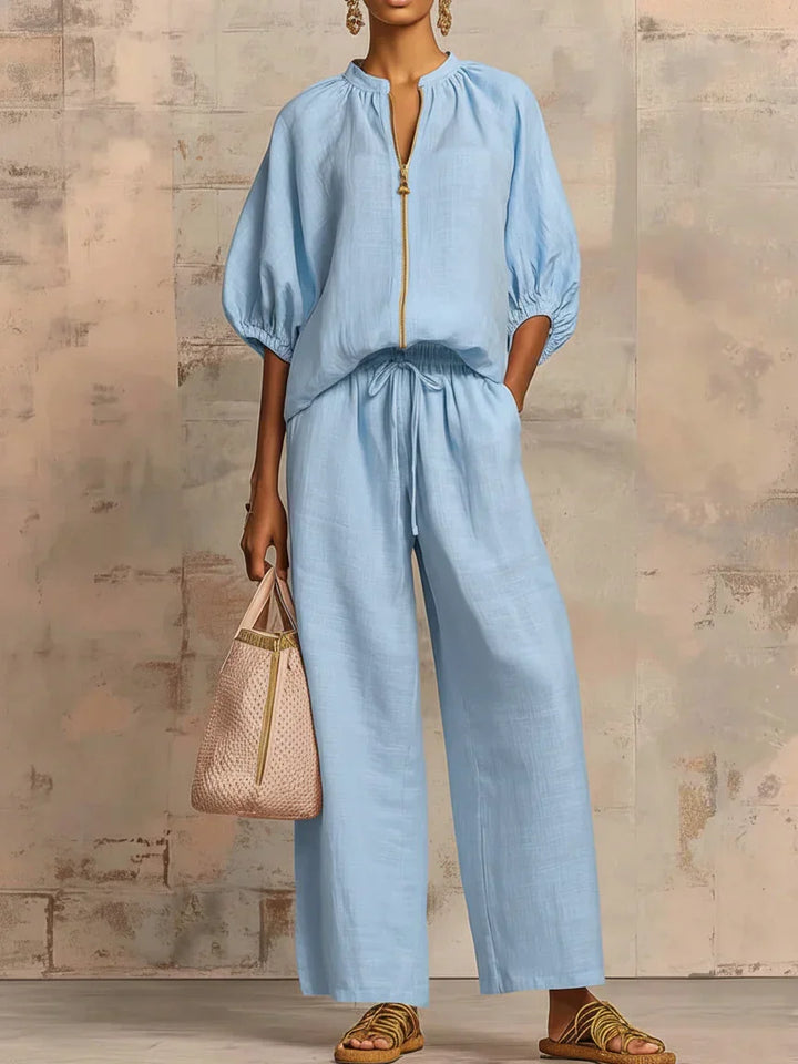 Orla - Two-Piece Set: Relaxed Shirt and Wide-Leg Trousers
