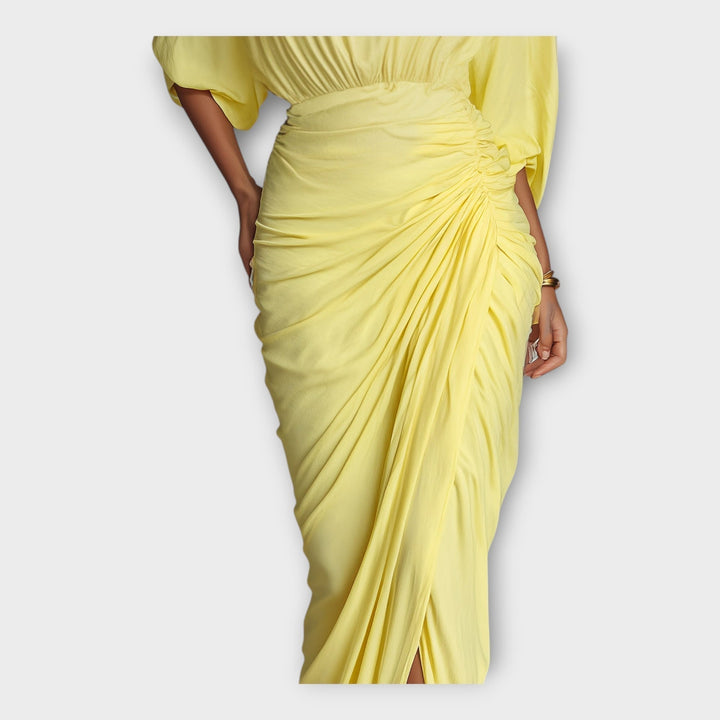 Long Dress with Elegant Pleats and Refined Design
