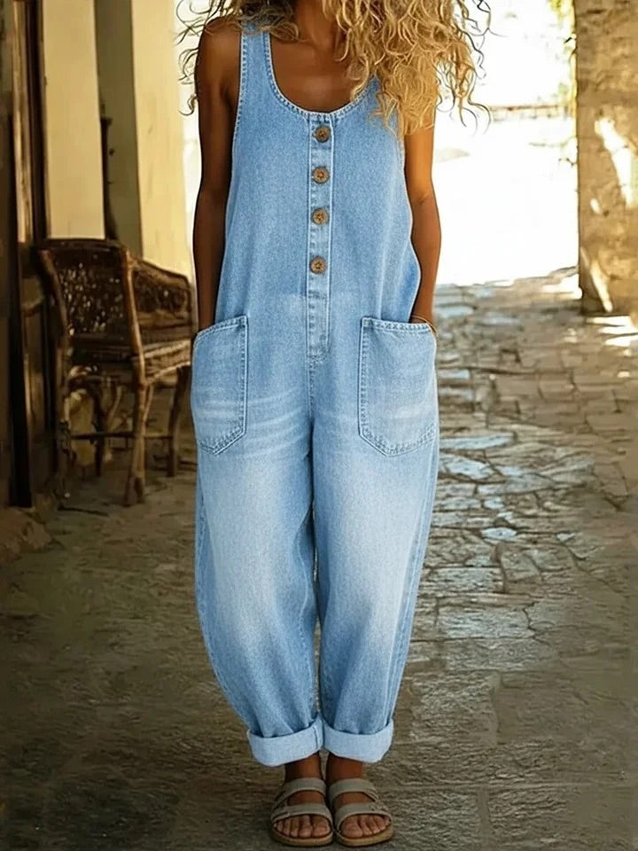 Róisín™ | Washed Cotton Denim Jumpsuit