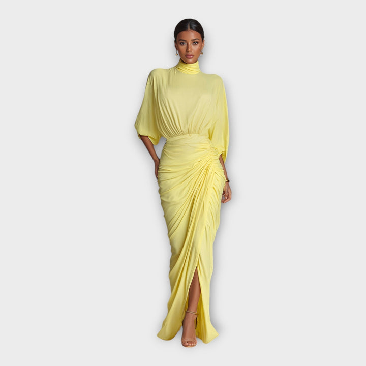 Long Dress with Elegant Pleats and Refined Design