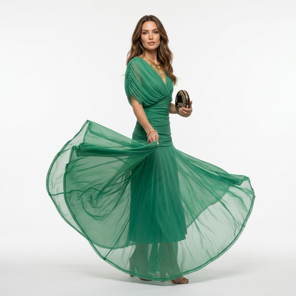 Eilís - Long Elegant Dress with V-Neck