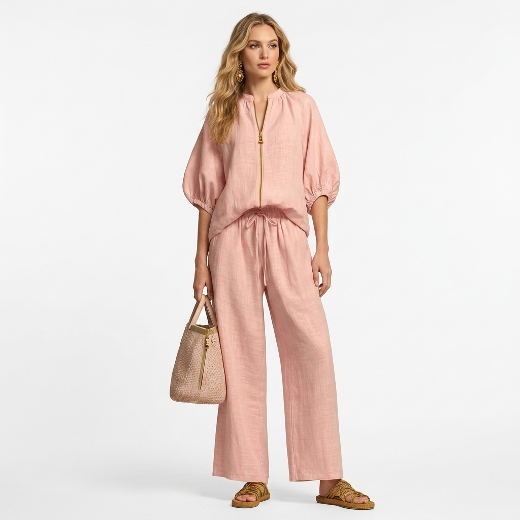 Orla - Two-Piece Set: Relaxed Shirt and Wide-Leg Trousers