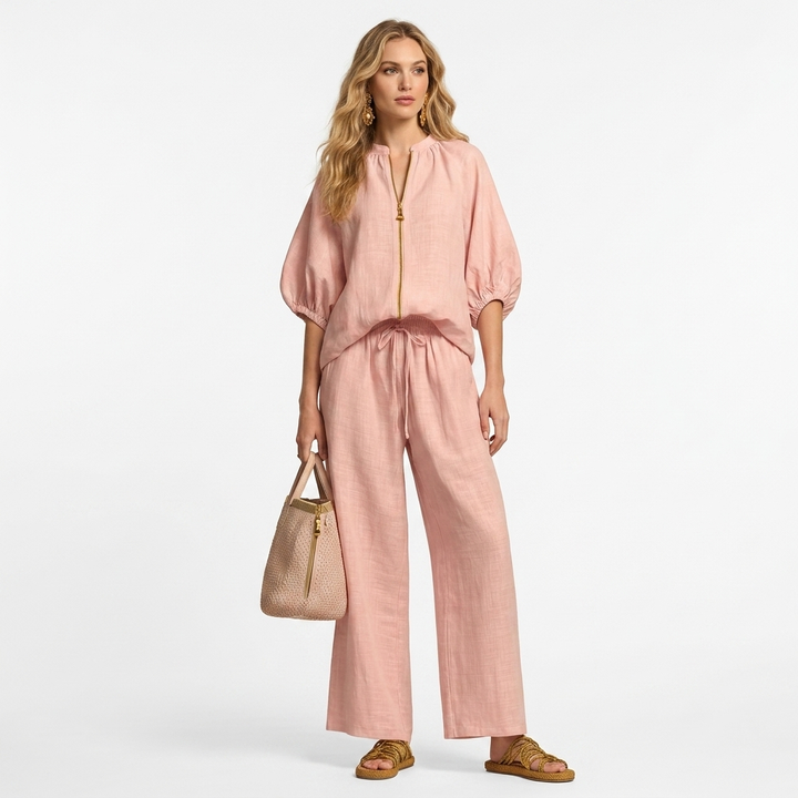 Orla - Two-Piece Set: Relaxed Shirt and Wide-Leg Trousers