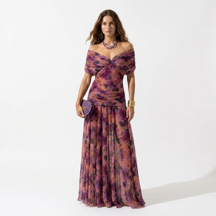 Eilís - Long Elegant Dress with V-Neck