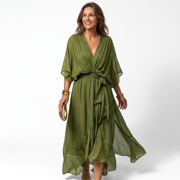 Saoirse - Dress with Wide V-Neck