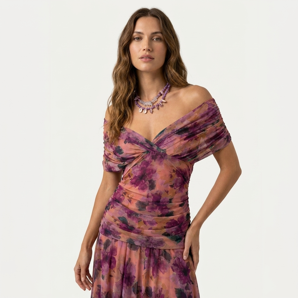 Eilís - Long Elegant Dress with V-Neck