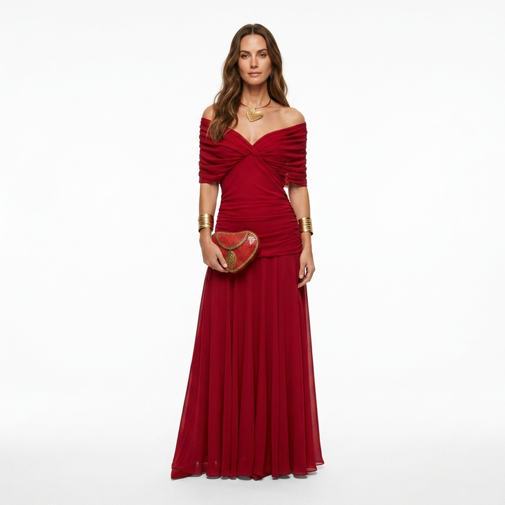 Eilís - Long Elegant Dress with V-Neck