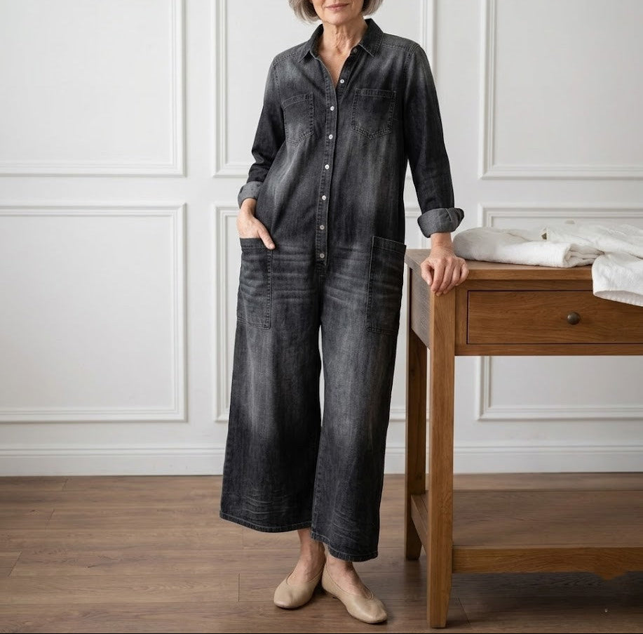 Clodagh™ | Vintage Denim Jumpsuit with Buttons