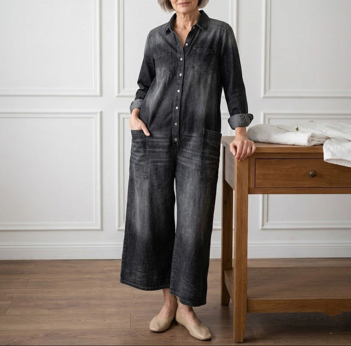 Clodagh™ | Vintage Denim Jumpsuit with Buttons
