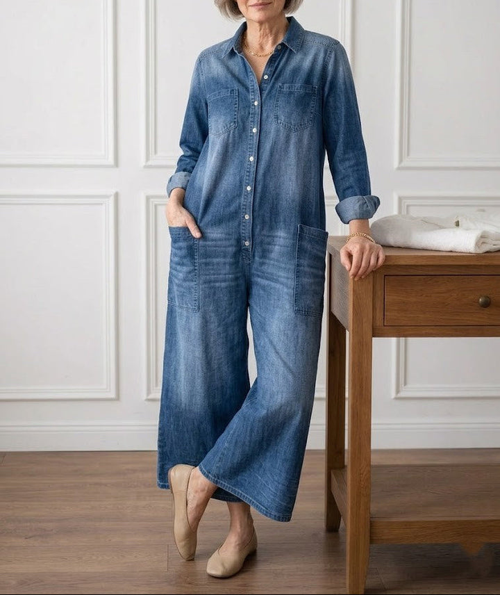 Clodagh™ | Vintage Denim Jumpsuit with Buttons