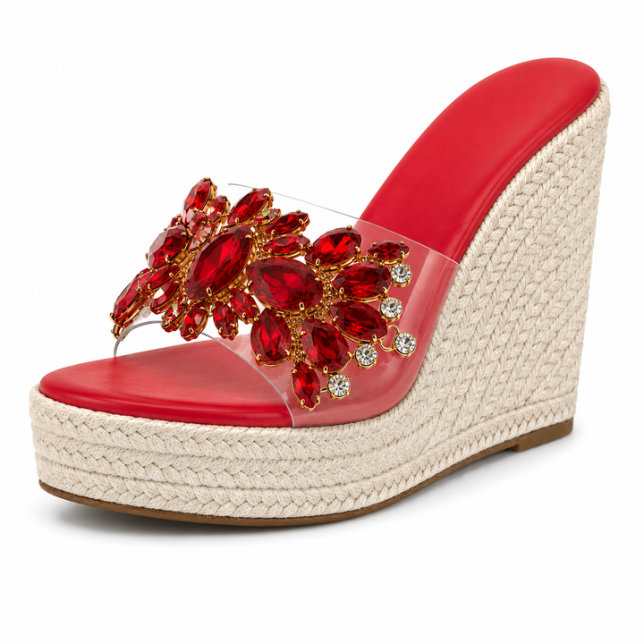 Isabella Sandale Wedge cu Cristale